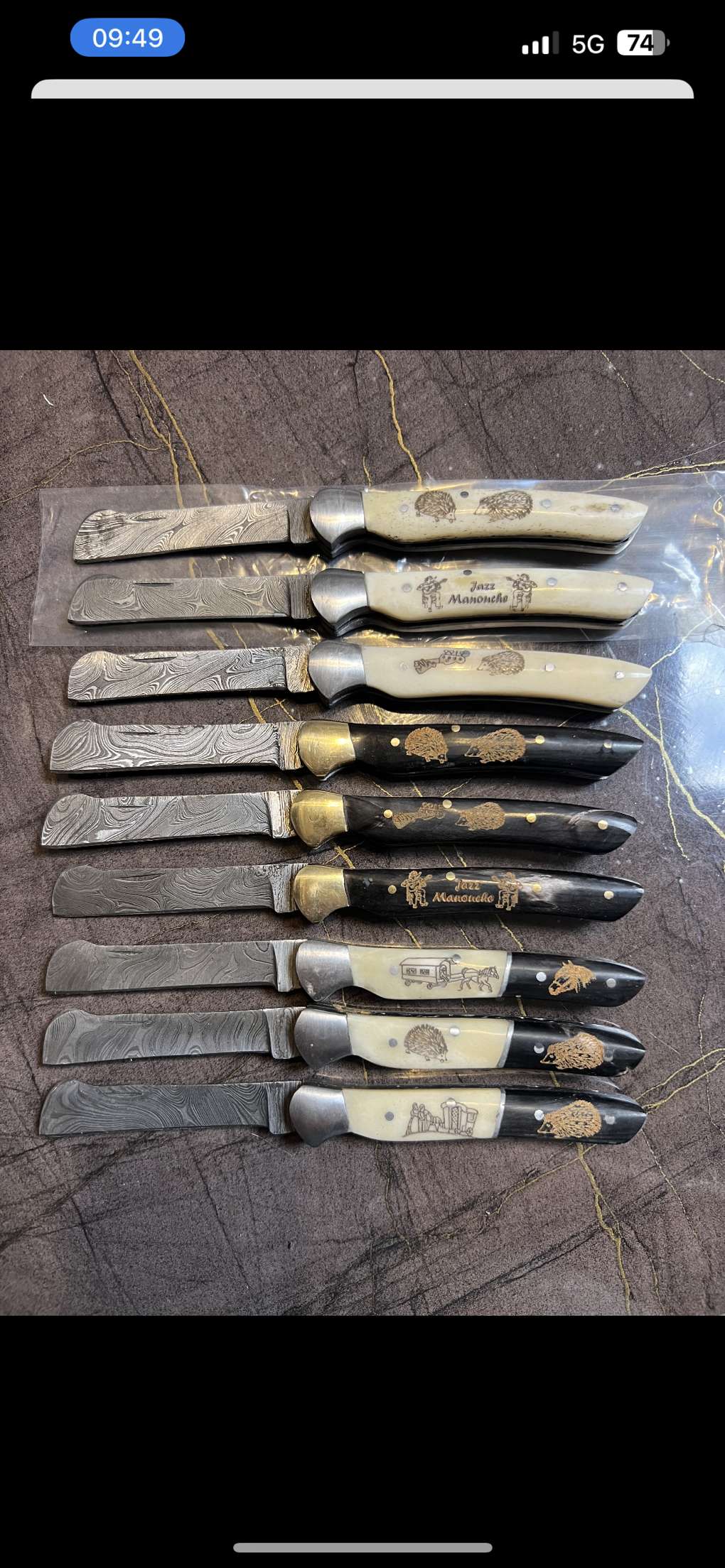 Grand greffoir lame damas