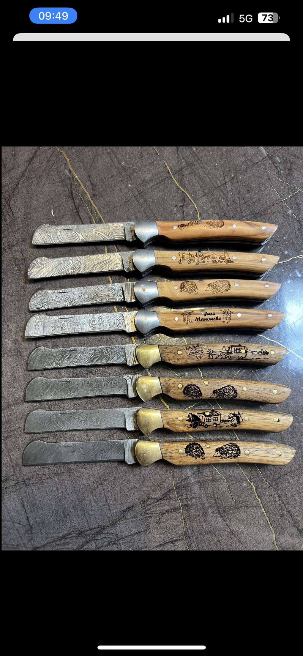 Grand greffoir lame damas